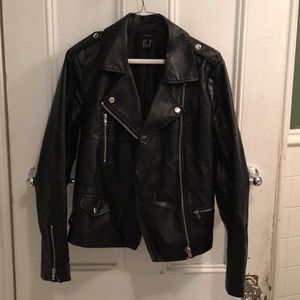 Faux leather moto jacket